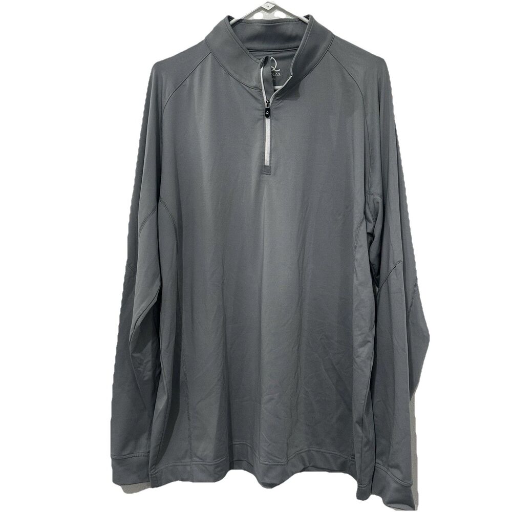 Deolax Pullover Mens 2XL XXL Gray Quarter Zip Golf Performance Stretch Athletic